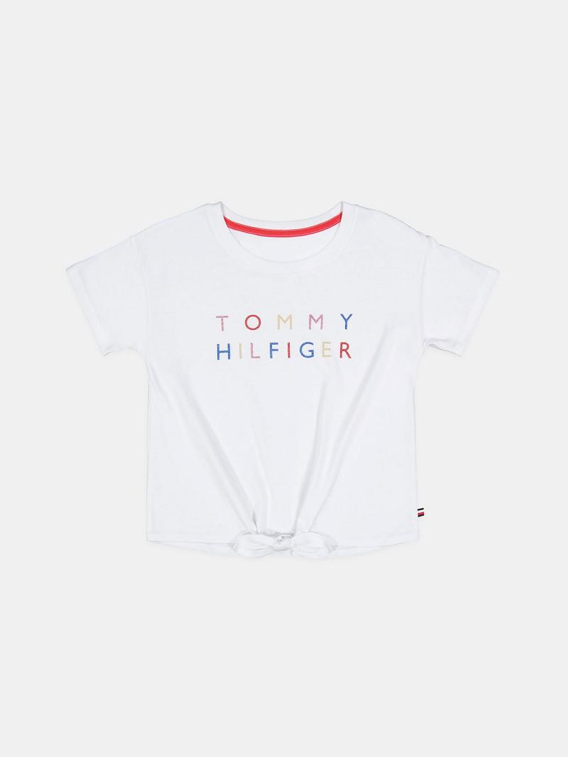 Lány Tommy Hilfiger Little Tommy Bow Póló Fehér | HU 1935ZUT